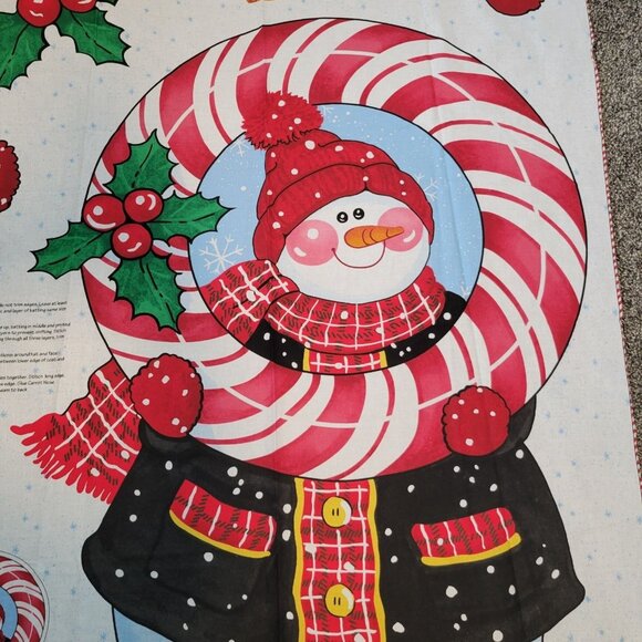 Daisy Kingdom Peppermint Wreath Door Panel Fabric Craft Project Snowman - Picture 2 of 7